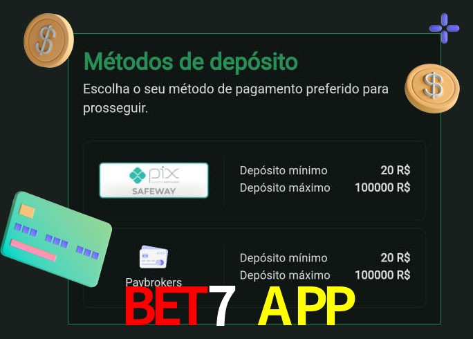 O cassino Bet7 APP oferece uma grande variedade de métodos de pagamento